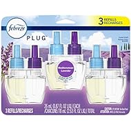 Febreze Odor-Eliminating Plug in Air Freshener Scented Oil Refill, Mediterranean Lavender, 3 Count