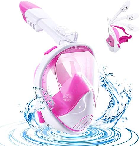 WINGLESCOUT Snorkel Mask,Full Face 180°Wide View Snorkeling Mask Free Breathing Anti-Fog Anti-Leak Foldable Design Safety Diving with Adjustable Strap