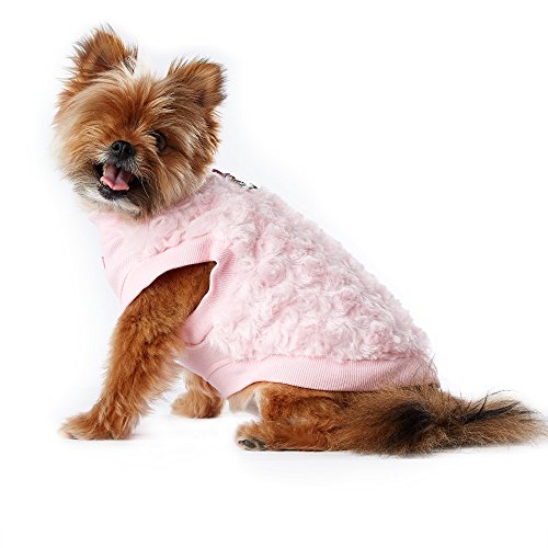 Smoochie Pooch Pink Swirl Fur Bomber Jacket, Medium