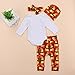 Thanksgiving Outfit Newborn Baby Boy Girl Letter Print Romper Turkey Print Pant Hat Headband 4pcs Clothes Set(0-3 Months, White)