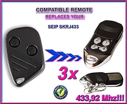 3 X SEIP SKRJ433 compatible remote control replacement transmitter, 433.92Mhz rolling code keyfob. 3 Pieces!!!