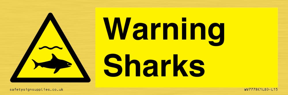 Warning sharks Sign - 150x50mm - L15
