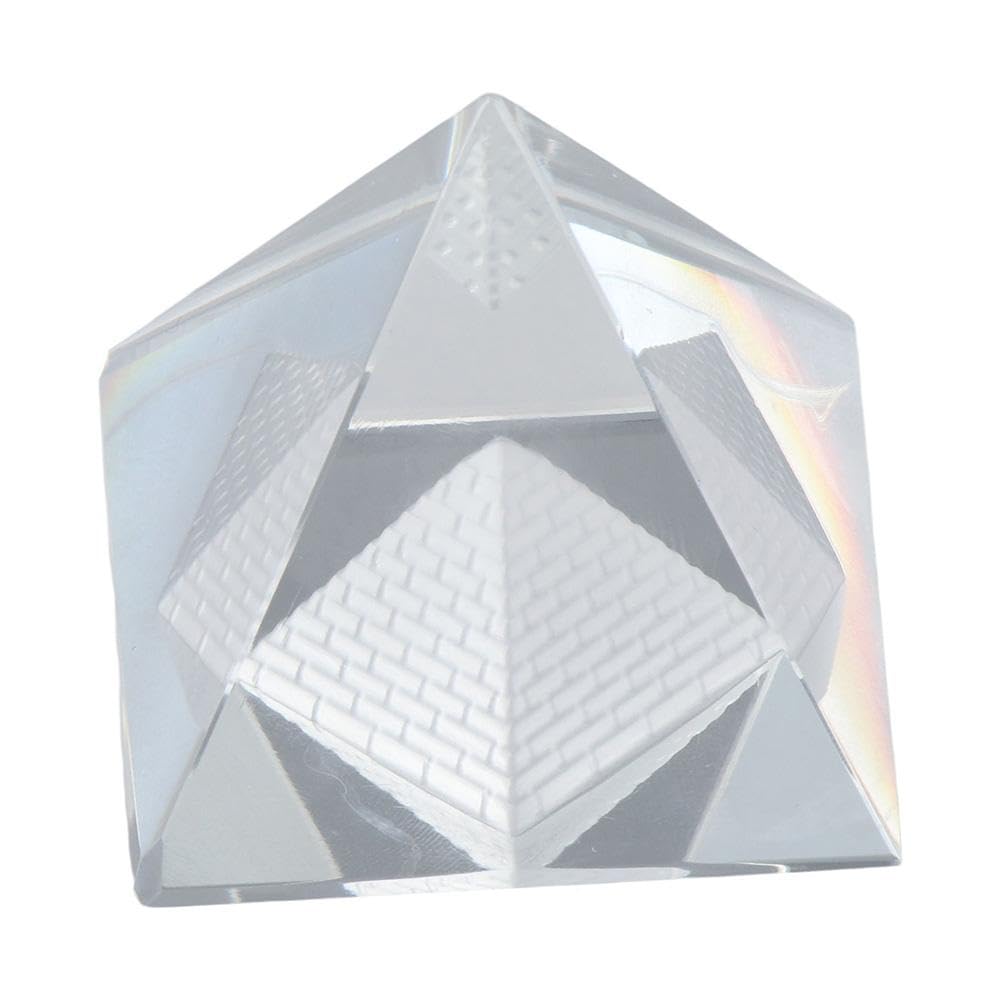 Risedot Crystal Pyramid Figurine Collectible Paperweight Clear Color Prism Desk Ornament Decoration