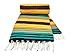 Spirit Quest Supplies Bodhi Blanket Mexican Style Throw Blanket - Falsa Blanket for Yoga, Picnics, Beach, Tapestry, Camping, & More (Mirage: Turquoise, Orange, Yellow, Black, Brown)
