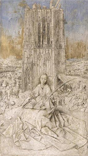 polyster Canvas ,the High Resolution Art Decorative Canvas Prints of oil painting 'Jan Van Eyck - Saint Barbara, 1437', 18x32 inch / 46x81 cm is best for Powder Room gallery art and Home artwork and Gifts