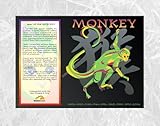 Asian Oriental Chinese Zodiac Poster Year of the Monkey: Birth Years 1920 1932 1944 1956 1968 1980 1992 2004 2016