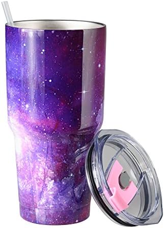 Cruiser Tumbler 30Oz with Lid and Straw - Double-walled Vacuum Insulated Stainless Steel For Home, Office, School, and Sport Events by Ssking (Starry Sky Purple, 30oz)