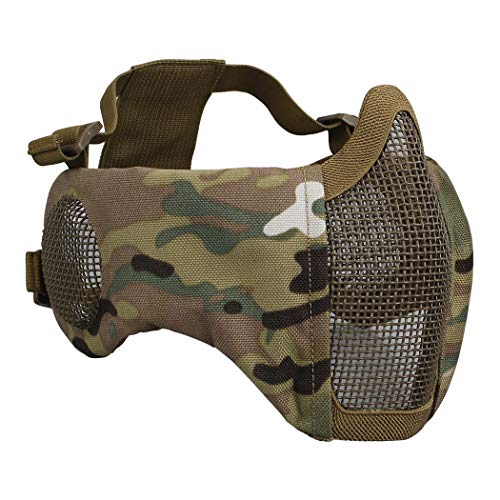 IDOGEAR Airsoft Masks, Adjustable Airsoft Half Face Mask Steel Mesh