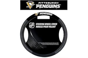 FREMONT DIE NHL Pittsburgh Penguins Poly-Suede Steering Wheel Cover, Black,