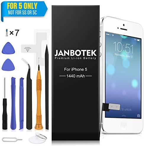 JANBOTEK Internal Li-ion Battery for iP 5 / 5G with Complete Repair Tools Kit and Instructions - 24 Month Warranty