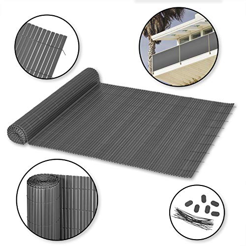 Ribelli® PVC Sichtschutzmatte Sichtschutzzaun Sichtschutz Zaun Balkon Windschutz (80 x 300 cm, Anthrazit) – Bild 3