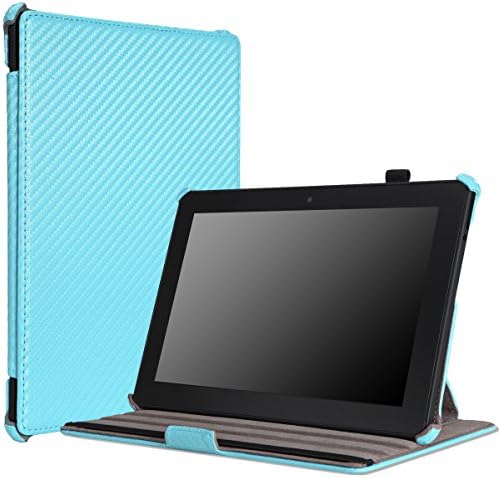 MoKo Case for Amazon All-New Kindle Fire HDX 8.9" - Slim-Fit Multi-angle Stand Cover Case for Kindle Fire HDX 8.9 Inch 2014 Generation and 2013 Gen Tablet, Carbon Fiber Light BLUE