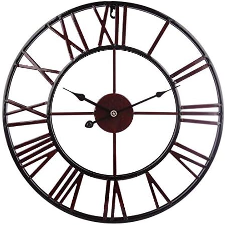 大きな壁時計 50センチ インチビッグメタルローマ数字リビングルーム キッチン ベッドルーム バーの非カチカチ音を立てる壁時計