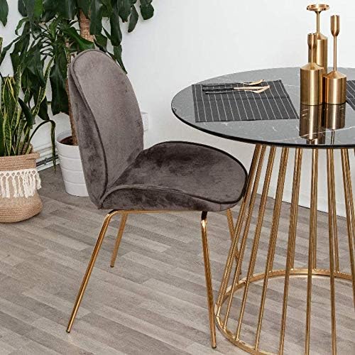 Grace Velvet Dining Chairs Kitchen Chairs For Dining Kitchen Living Room Office Gold Legs,Grey