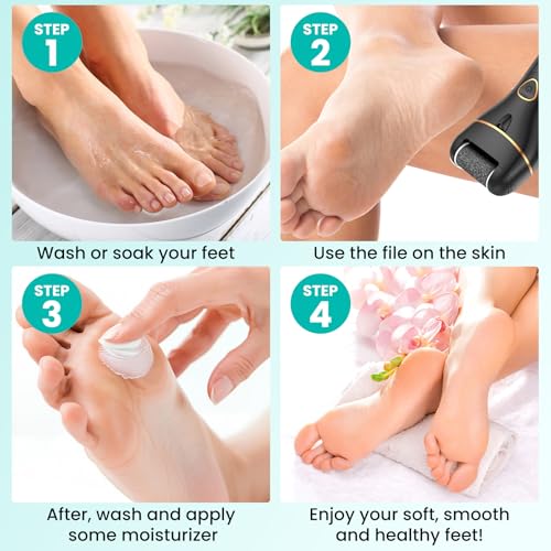 PALATALA Electric Foot File for Hard Skin Remover Foot,Pedicure Sets for Feet Electric Callus Remover foot Dead Dry Skin remover for Feet Sander Care Kit Pedicure Tools with 3 Rollers,USB Rechargeable