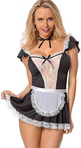 SHESHY Women Sexy Lingerie Maid Cosplay Costume French Naughty Cute Lace Dress Lingerie