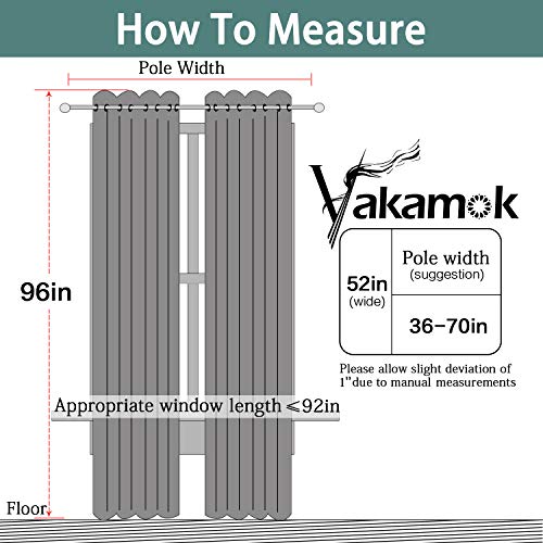 Yakamok 96 Inches Thermal Curtain Panels Gray Blackout Curtains Room