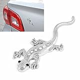LING'S SHOP 2PCS 3D Gecko Shape Chrome Badge Emblem Decal Car Truck Motor Sticker Decals Silver (Silver)