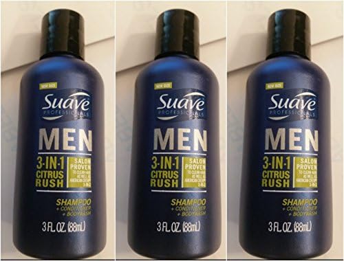 Suave Men 3-in-1 Shampoo + Conditioner + Body Wash Citrus Rush 3 oz Travel Size (pack of 3)