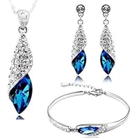 Valentine Gift By Shining Diva Italian Designer Non Precious Metal Jewellery Set for Women (Blue) (rrsdcmb208)
