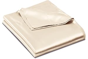 Ersmak Satin Flat Sheet Only, Single Flat Sheet Twin, Luxury & Ultra Soft Silky Bedding Top Sheet for Twin Mattress - Beige