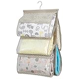 mDesign Chevron Fabric Baby Nursery Closet Organizer for Blankets, Towels, Bibs, Diaper Bags - Hanging, 5 Pockets, Taupe/Natural