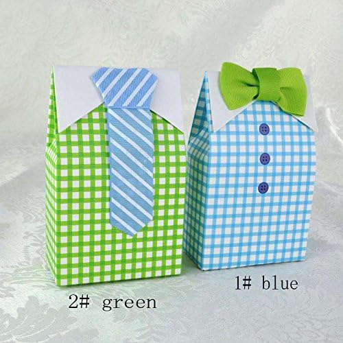 5 Pc Blue Green Check Bow Tie Candy Chocolate Gift Box For Wedding Birthday Tea Party Favor Decoration (Green)