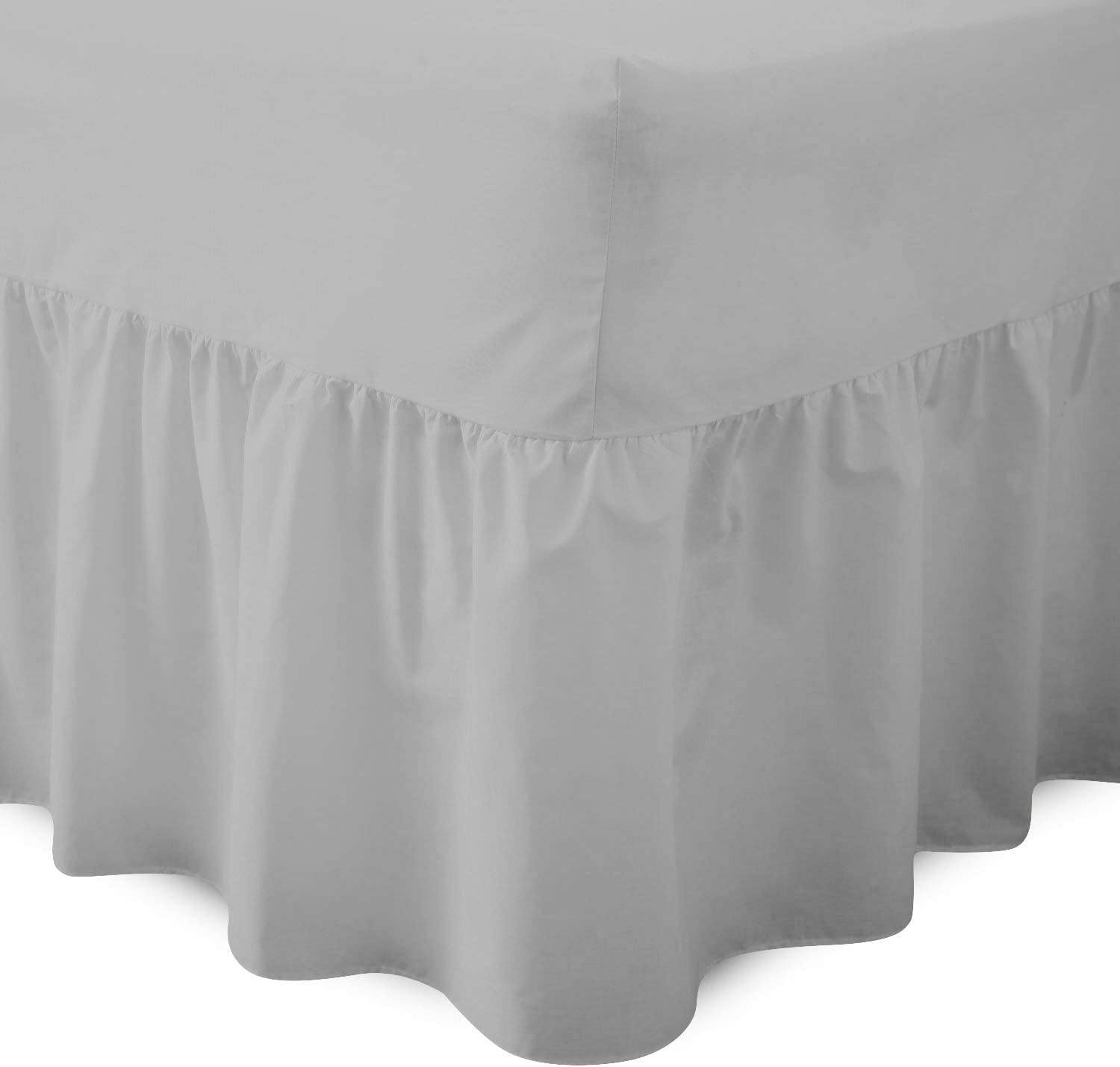 Comfy Nights Plain Dyed Polycotton Easy Care Valance Fitted Sheet In 19 Colors - 4Ft/Small Double, Silver
