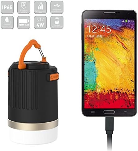 Portable Outdoor LED Camping Lantern Camping Lantern Camping Lamp Light Portable Waterproof Rechargeable Lantern Light with 8800 mAh Power Bank(Black and orange 2)