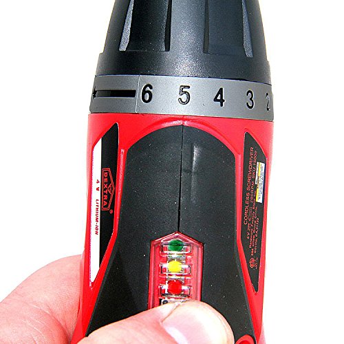 Dextra 15009 4-volt Dual Angle Lithium-Ion Cordless Screwdriver Kit, Red/Black - Thumbnail 4