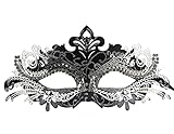 Coddsmz Couple Masquerade Metal Masks Venetian Halloween Costume Mask Mardi Gras Mask (Black+Black-Sliver)