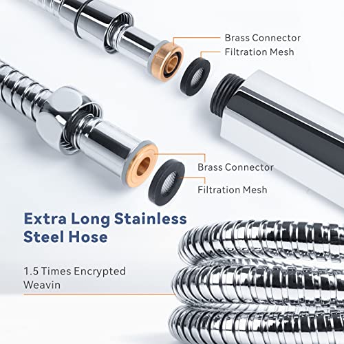 Baytion Stainless Steel Handheld Shower Head Set, 5.12in, 3 Spray Settings, Polished Chrome