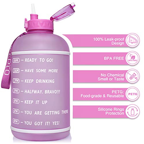 KEEPTO 1 Gallon Water Bottle with StrawMotivational Water Jug with