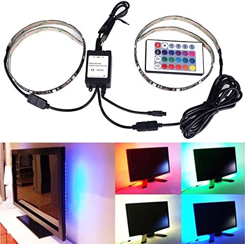 TV Backlights Bias Lighting 2X19.7in/16.ft 30 LED Strip USB flexible led strip with Remote Control for HDTV,Desktop PC RGB LED Strip for TV Background FISHBERG(Multicolor)