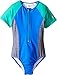 Speedo Girls Short Sleeve Zip One Piece Swimsuit, Radiant Blue, Size 14