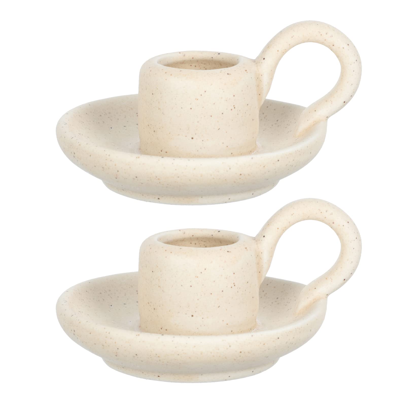 YARNOW 2Pcs Ceramic Candlestick Nordic Style Candle Holders and Decor for Weddings Banquets and Parties Design Simple Beige