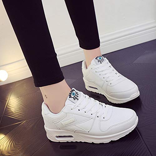 Tantisy ♣↭♣ Lightweight Espadrilles Round Toe Elastic Band Leather Mesh Athletic Shoes Running Shoes Sneakers for Womens White