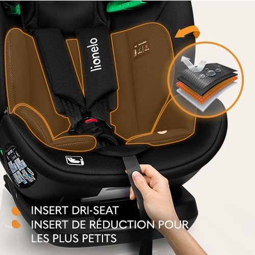 LAVENDER I-SIZE Siège Auto Enfants de 76 à 150 cm Conforme à la Norme R129 i-Size, Montage Face à la Route ISOFIX Ceinture TT, Réglage de l'Appui-tête et du Dossier Insert réducteur (Black)