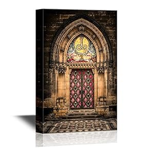 Doors Canvas Wall Art - Entrance Door of St. Peter and Paul Church in Prague - Gallery Wrap Modern Home Art | Ready to Hang - 12x18 inches