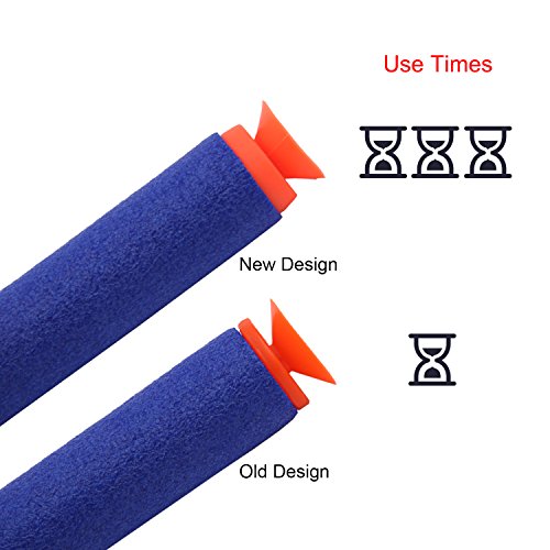 EKIND 100Pcs Suction Darts Refill Foam Bullet for Nerf N-strike Elite Guns (10 different color)