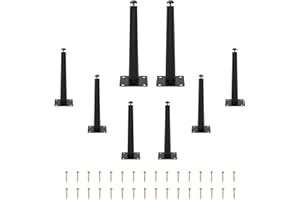 LOSODONA 10 Inch Adjustable Furniture Legs Set of 8 Metal Straight Table Legs Sofa Legs Coffee Table Legs Chair Legs Modern Heavy Duty Sofa Replacement Feet Legs for Desk, Cabinet, Couch, Ottoman (Black)