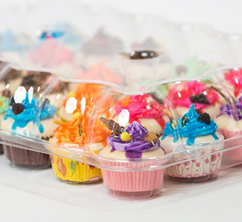 (5 Pack) 24 Cupcake Carrier - High Tall Dome Clear Containers Thick Plastic Disposable Storage Boxes. 2 Dozen Compartments Slots Holder Cupcakes Box Tray Container. Cup Cake Holders By Cakes Of Eden - Thumbnail 2
