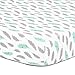 Grey, Turquoise, Metallic Gold Feather Print Fitted Crib Sheet - 100% Cotton Baby Boy and Girl Southwest Theme Nursery and Toddler Bedding