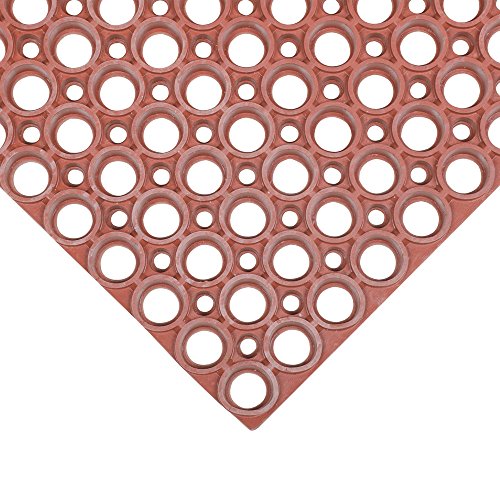 Teknor Apex T25S0035RD T25 Challenger 3' x 5' Red Grease-Resistant Rubber Floor Mat - 3/4 Thick