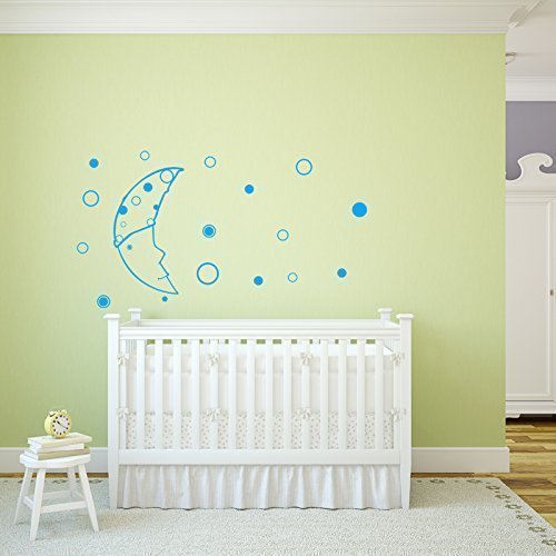Moon and Stars Stickers Baby Nursery Vinyl Decor, Children's Playroom, Bedroom Decoration