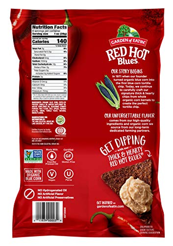 Garden of Eatin' Red Hot Blues Corn Tortilla Chips, 8.1 oz. (Pack of 12) (Packaging May Vary)