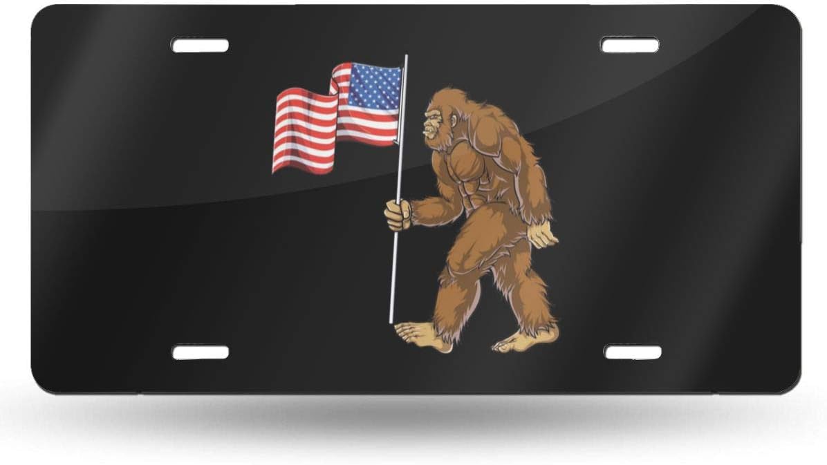 Bigfoot American Flag Cool Metal License Plates Aluminum