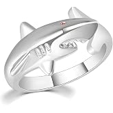 Dtexhif Silver Shark Ring for Women Gold Adjustable Open Shark Rings