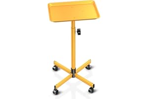 HYTOBP Salon Tray on Wheels, Adjustable Salon Service Rolling Salon Tray Hairstylist with Wheels-Color Tattoo Tray for Hair Salon(Gold)