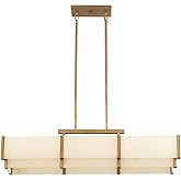 Savoy House 1-2330-5-60 Orleans Vintage Mid-Century Modern Alabaster Linear Chandelier, 5-Light 300 Total Watts, 11" H x 44" 